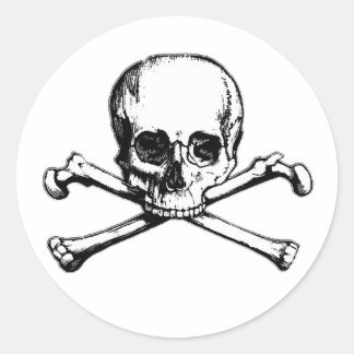 Skull and Crossbones Pirate Icon Classic Round Sticker
