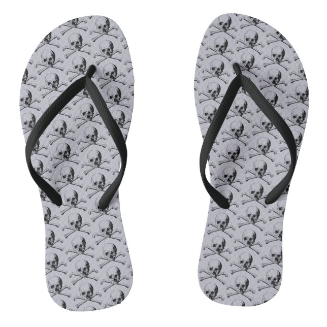 Skull and Crossbones Pirate Jolly Roger Jandals (Footbed)