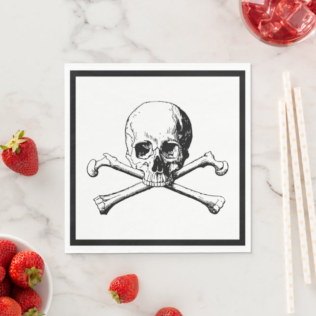 Skull and Crossbones Pirate Luncheon Paper Napkin (Insitu)