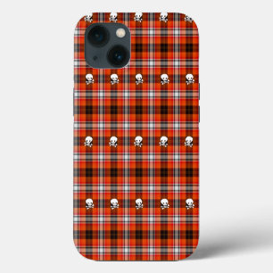 Skull and Crossbones Red and Black Plaid iPhone 13 Case