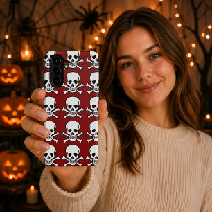 Skull and Crossbones Red Background Halloween