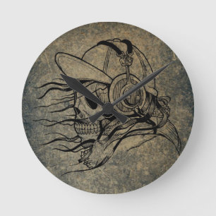 Skull-and-crossbones Round Clock