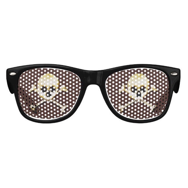 Skull And Crossbones Scary Halloween Dress Up Kids Sunglasses (Front)