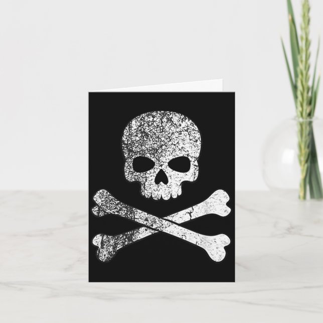 Skull and crossbones skeleton pirate jolly roger card (Front)