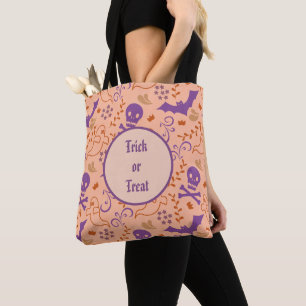 Skull and Crossbones Spooky Halloween Tote Bag