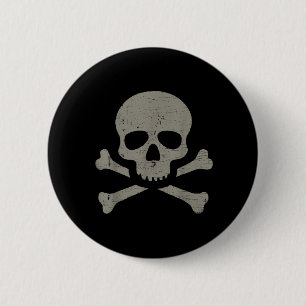 Skull and Crossbones Vintage Gothic Pirate Design 6 Cm Round Badge