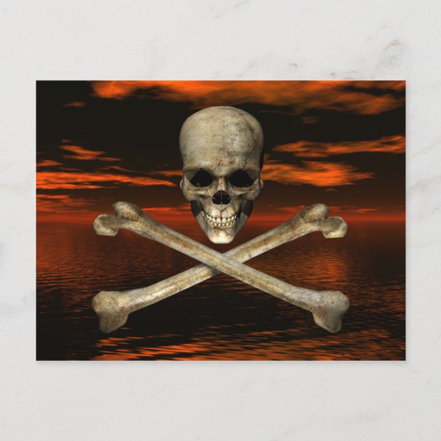 Skull and Crossbones w/Red Sky Background 2 Postcard (Front)