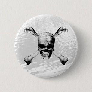 Skull and Crossbones w/Watery Background 6 Cm Round Badge
