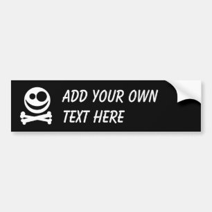 Skull and Crossbones. White and Black. Bumper Sticker