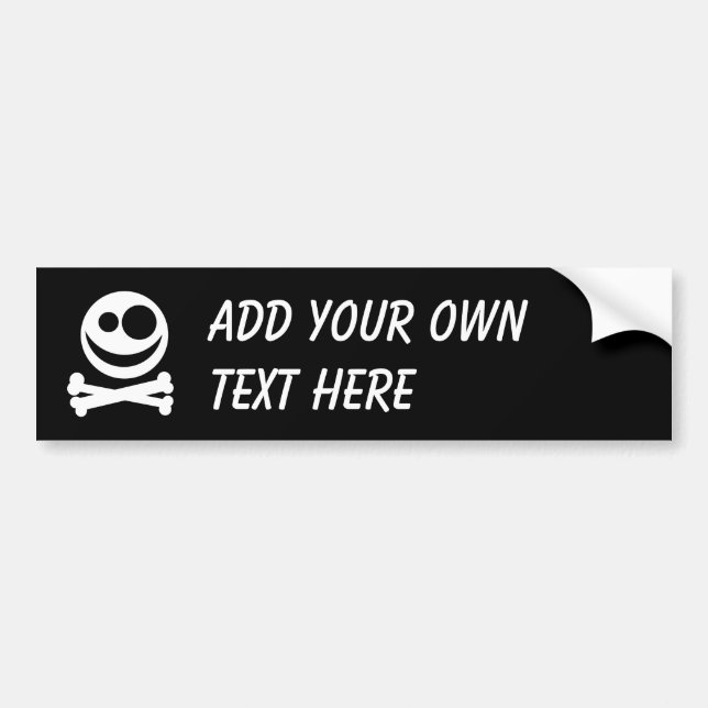 Skull and Crossbones. White and Black. Bumper Sticker (Front)