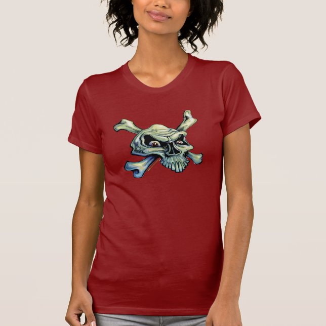 Skull and Crossbones-women's red T-Shirt (Front)
