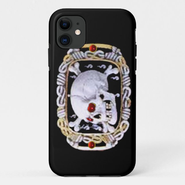 SKULL AND CROSSED BONES RUBY  RENAISSANCE JEWEL Case-Mate iPhone CASE (Back)