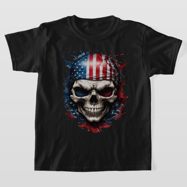 Skull and Flag 1 T-Shirt (Laydown)