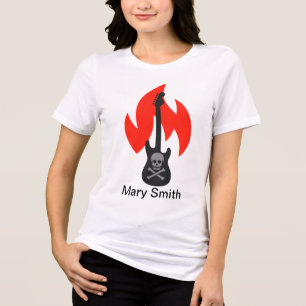 Skull and Flame Guitar Tri-Blend Shirt