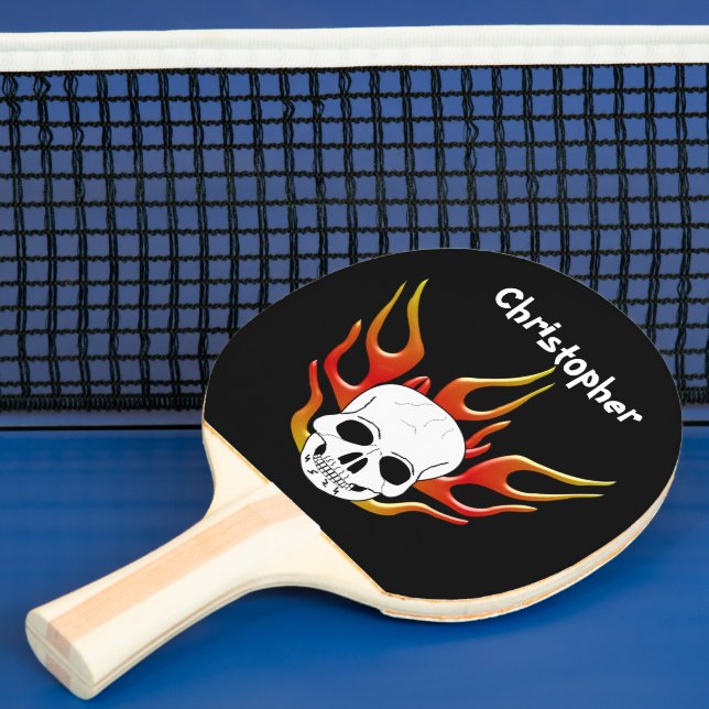 Skull And Flames Design Ping Pong Paddle (Insitu)
