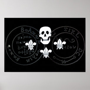 SKULL AND FLEUR DE LISE  / PIRATES TREASURE MAPS, POSTER