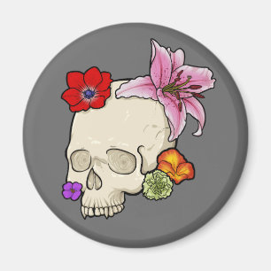 Skull and Flora Magnet