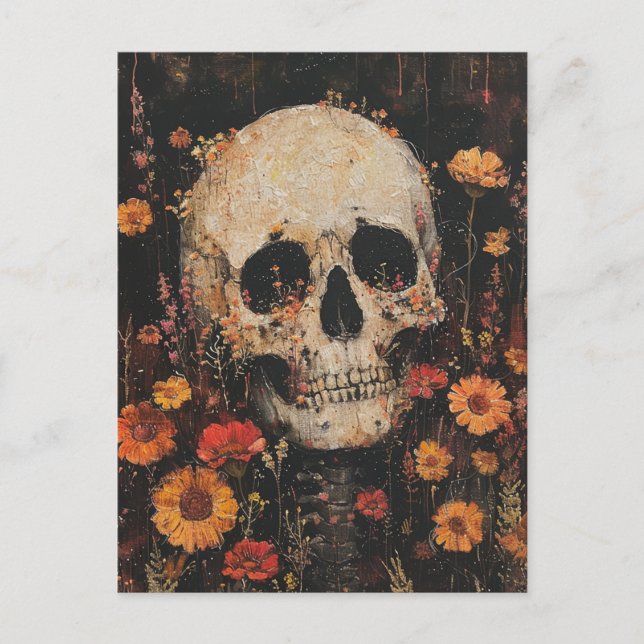 Skull and Flowers Postcard (Front)