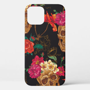 Skull and Flowers Seamless Background iPhone 12 Case