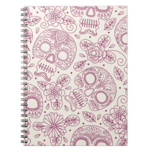 Skull and Flowers. Seamless Background. Mexican da Notebook