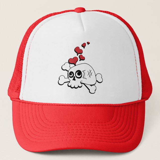 Skull and Hearts Trucker Hat (Front)
