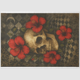 Skull and Hibiscus Elegance Decoupage Paper