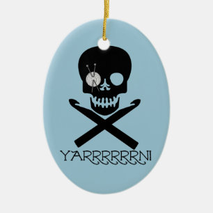 Skull and Hooks Ceramic Tree Decoration