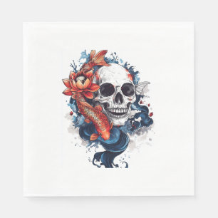 Skull and Koi Serenity Napkin