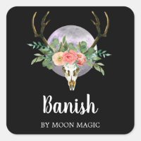 Skull And Moon Intention Candle Labels
