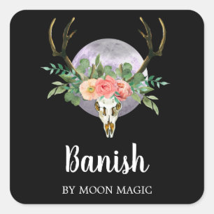 Skull And Moon Intention Candle Labels