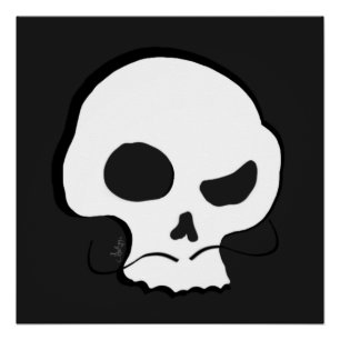 Skull and Moustache Poster