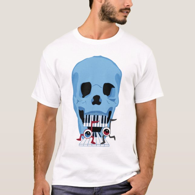 Skull and Musical Note Eyes T-Shirt (Front)