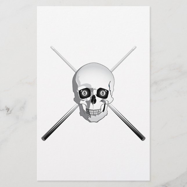 Skull and Pool Cues (Front)