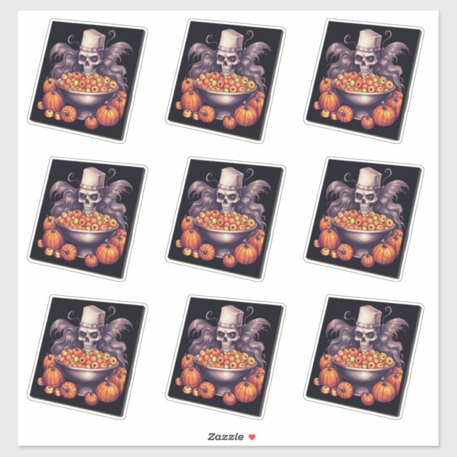 Skull and pumpkins candy bowl white hat (Sheet)