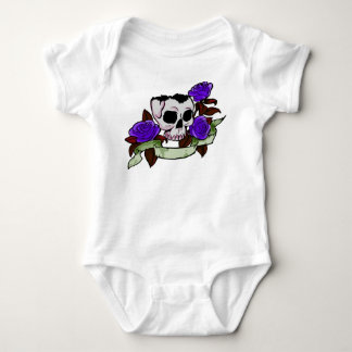 Skull and purple roses baby bodysuit