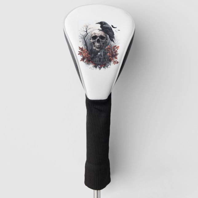 Skull and Raven Prophecy Golf Head Cover (Front)