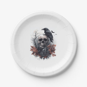 Skull and Raven Prophecy Paper Plate