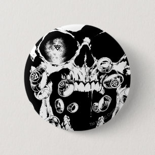 Skull and Rings 6 Cm Round Badge