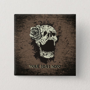 Skull and rose custom button
