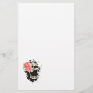 Skull and rose custom stationery