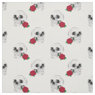 Skull and Rose Fabric