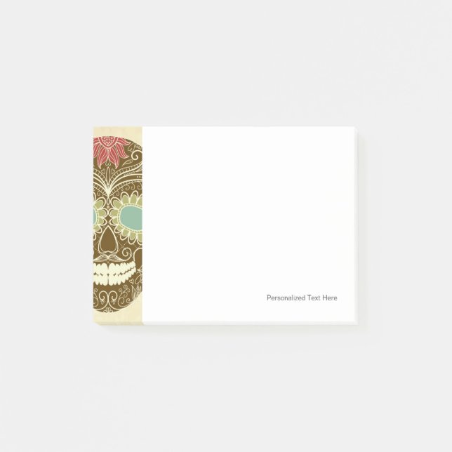 Skull And Roses, Colourful Day Of The Dead Card 2 Post-it Notes (Front)