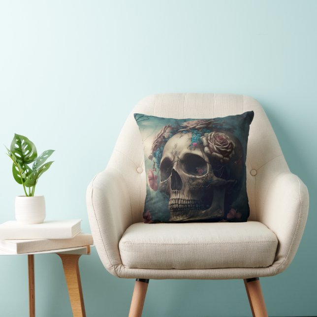 Skull and Roses Design Pillow (Chair)