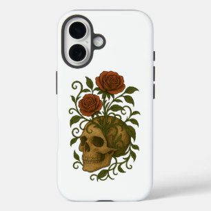 Skull and Roses Eternal Bloom Art Design iPhone 16 Case