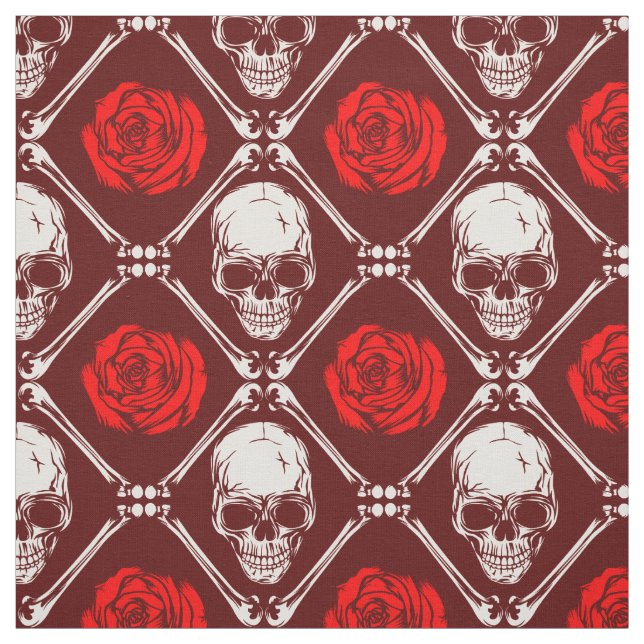 skull and roses fabric (Swatch)