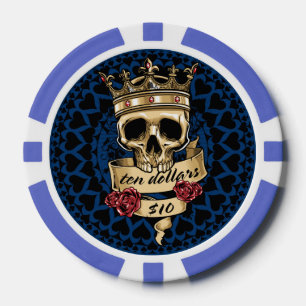 Skull and Roses Poker Chip - $10