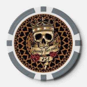 Skull and Roses Poker Chip - 25¢