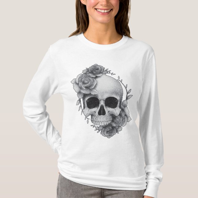 Skull and Roses Sketch T-Shirt (Front)