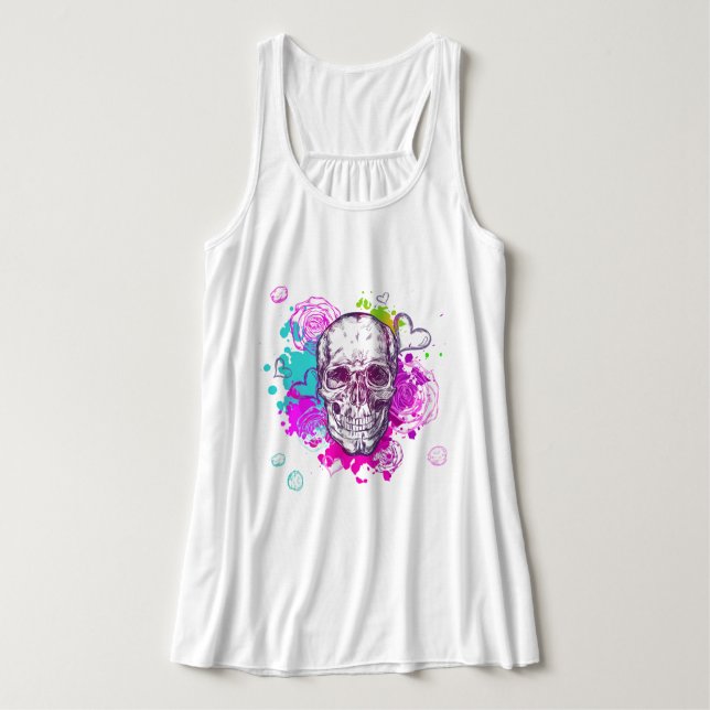 Skull and Roses Tank Top (Design Front)