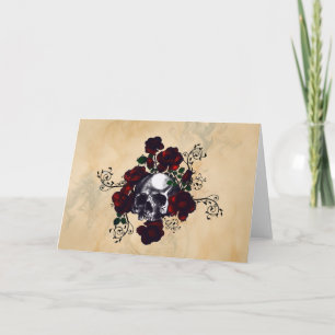 Skull and Roses Tattoo Style Goth Art Card